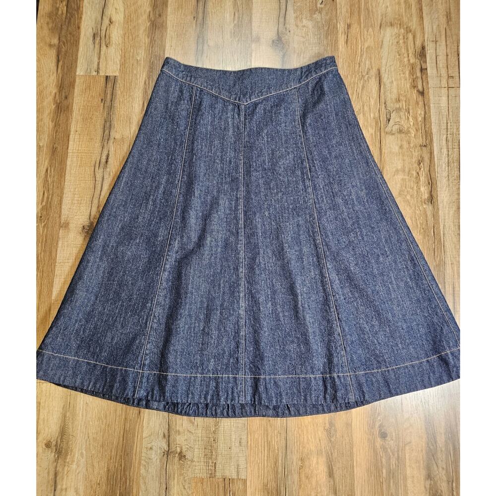 Chadwicks Vintage Pleated Denim Jean Skirt Women's Size 10 Petite Boho Western